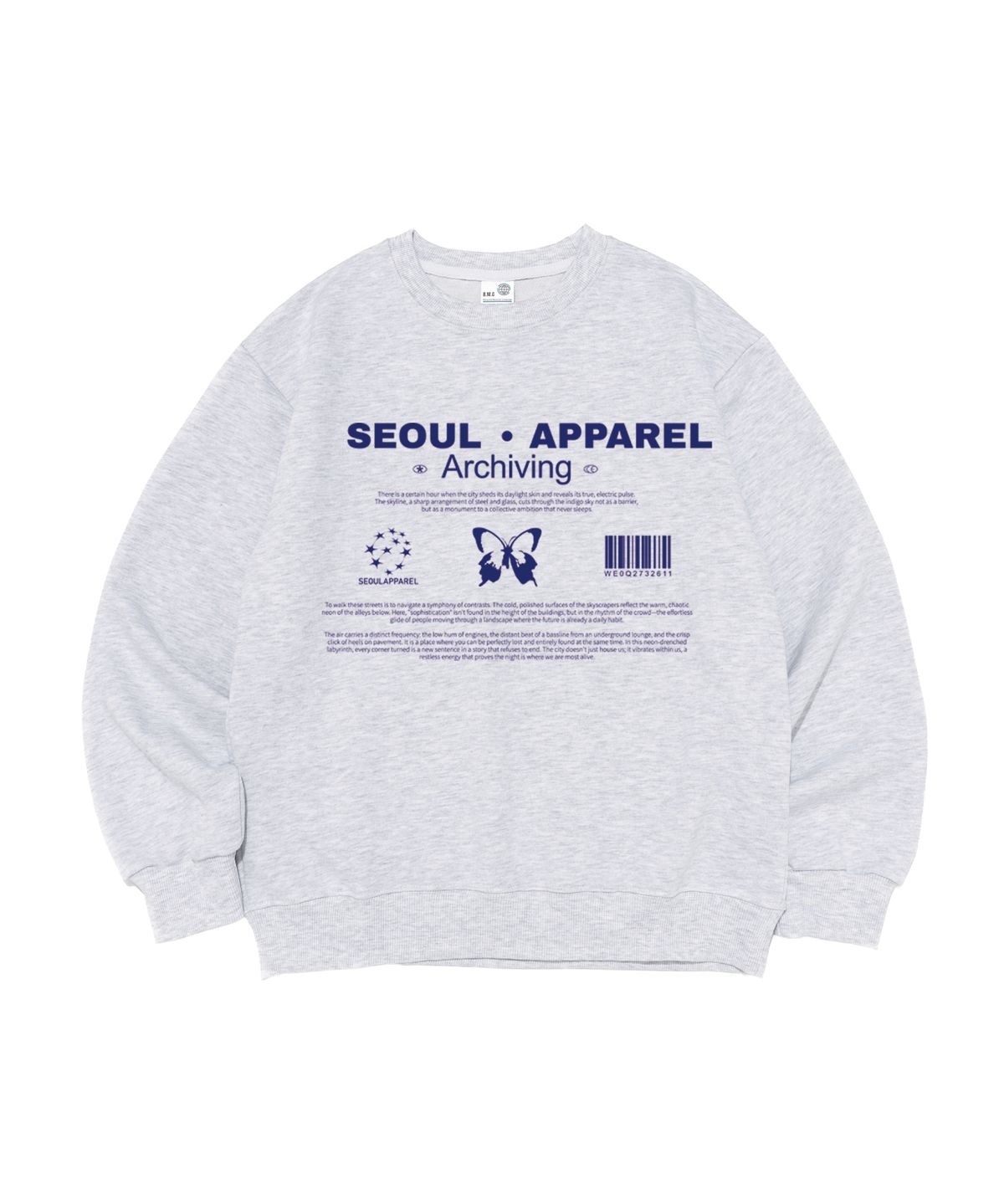 서울어패럴(SEOUL APPAREL) 리버스 버터플라이 맨투맨 (라이트 그레이)