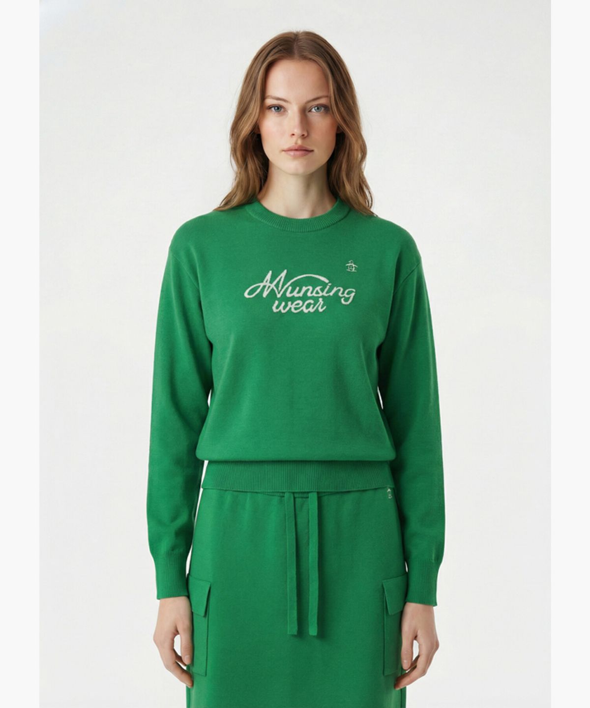 먼싱웨어(MUNSINGWEAR) 여성 간절기 라운드 스웨터 그린 MR122LSW14
