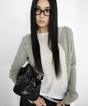 컴팩트 니트 버튼 가디건 세이지카키