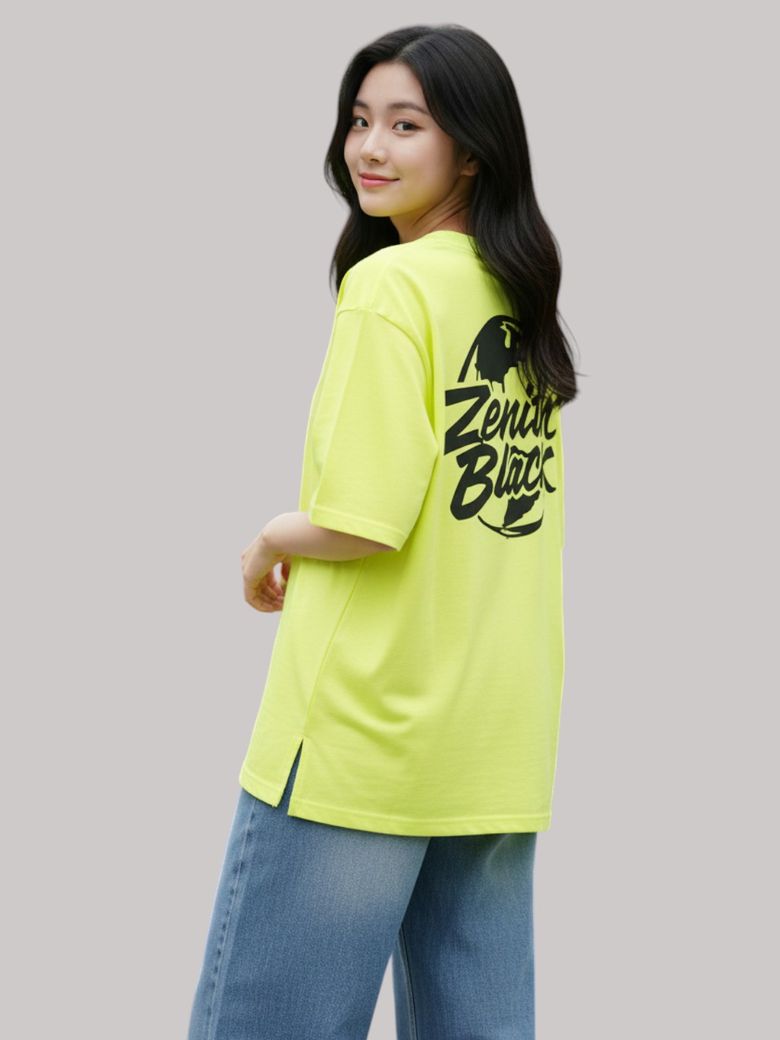 제니스 블랙 UNIVERSAL EARTH7부 티셔츠(NEON YELLOW)