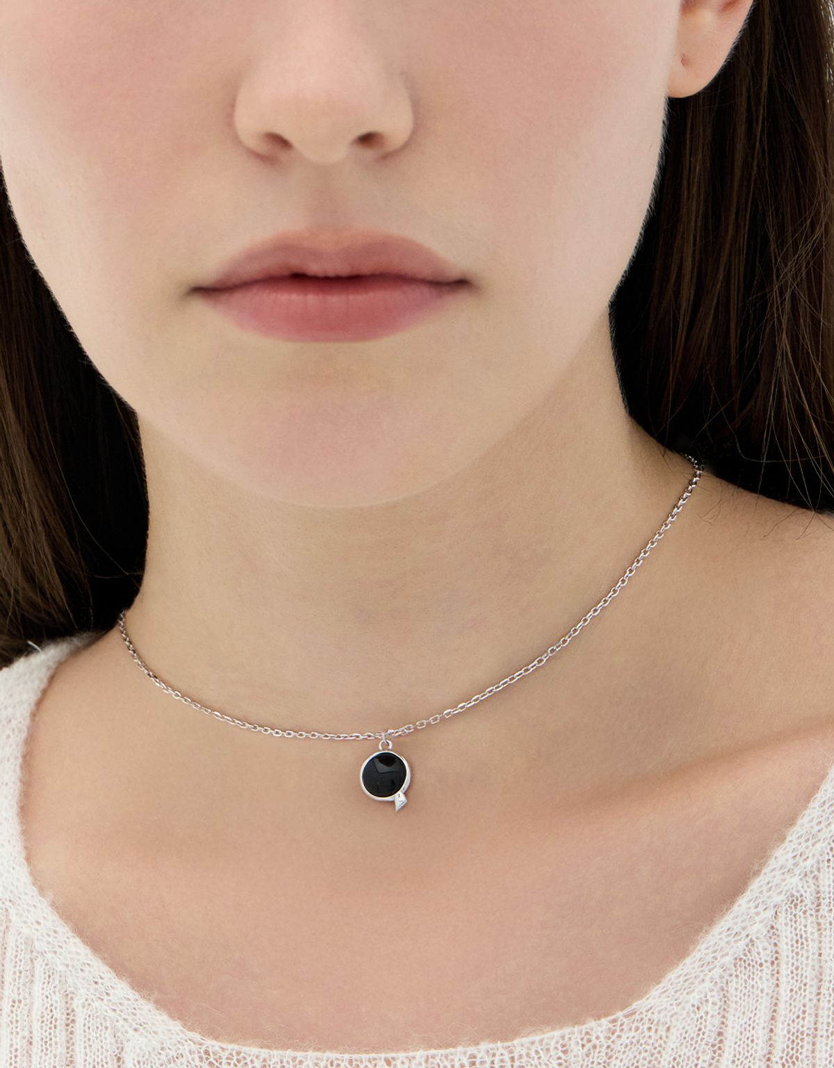 이에르로르(HYERES LOR) 페니도르 NEW 실버(W) 목걸이 오닉스 HL1N58124W9450