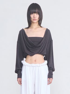Draped Back Top _ Charcoal