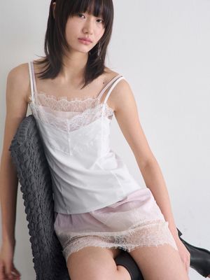 Lace Trim Sleeveless _ White