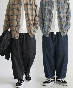 논페이드 스티치 투턱벌룬 와이드데님팬츠 2COLOR