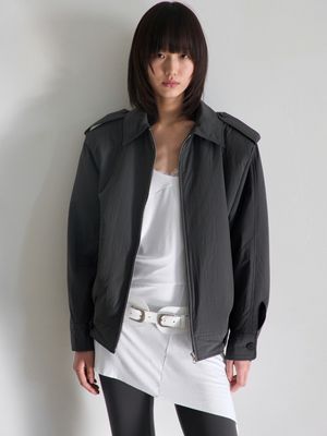 Bonded Epaulet Jacket _ Charcoal