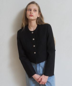 A CROPPED TWEED JACKET_BLACK