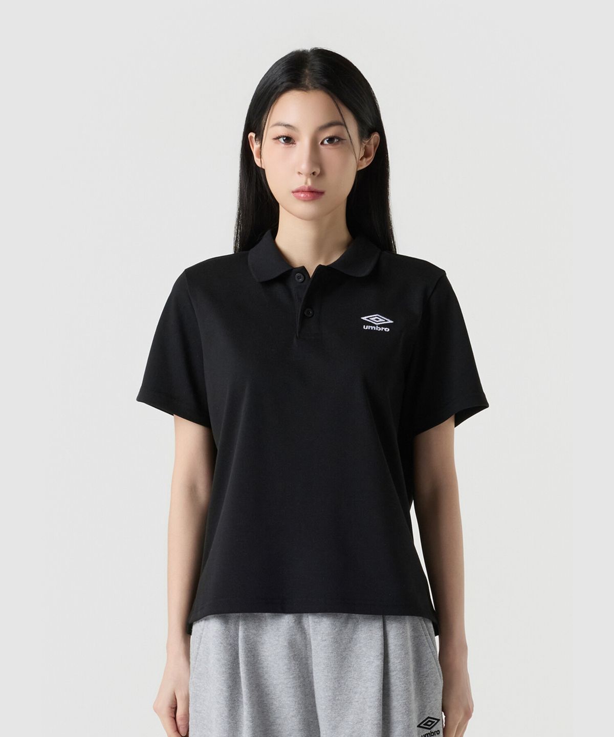 엄브로(UMBRO) 에센셜 카라 반팔 티셔츠 블랙 UR123CTS39