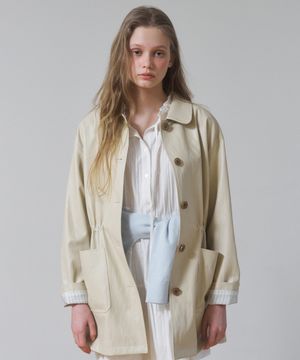 A ROUND COLLAR FAUX LEATHER JACKET_BEIGE