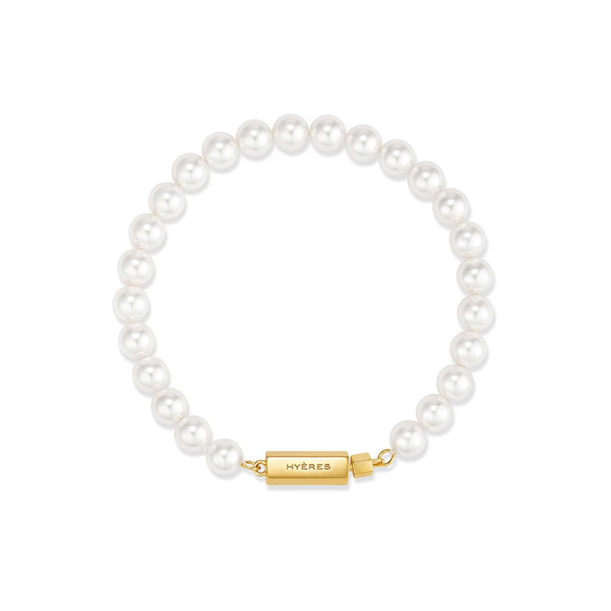 이에르로르(HYERES LOR) H에디션 실버(Y) 화이트 진주 비드 팔찌 6mm HL6B31602Y9175