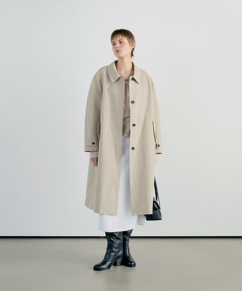 HIDDEN BUTTON TRENCH COAT - BEIGE