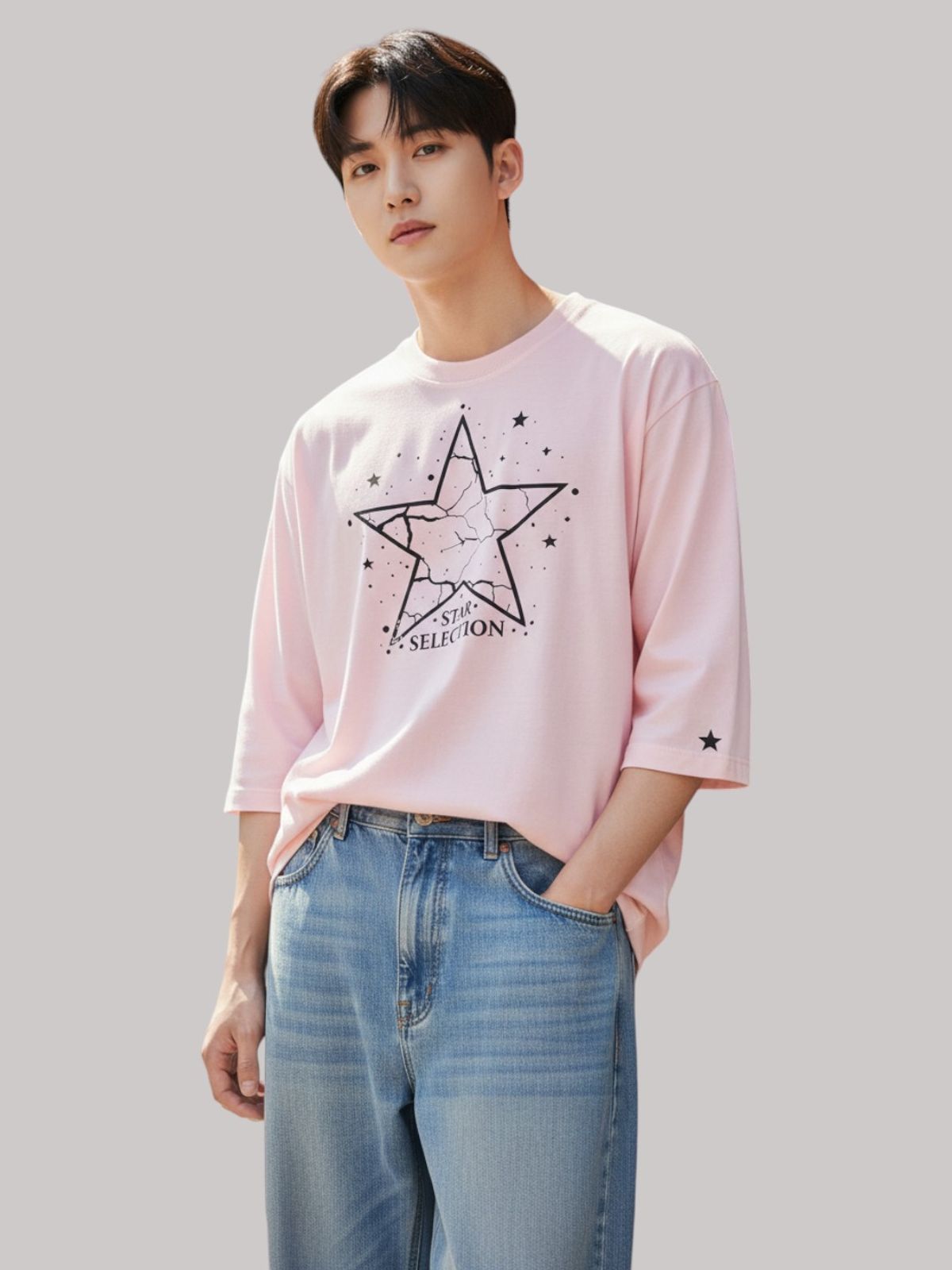 지블랙(ZBLACK) 스타셀렉션 WITH STAR 7부 티셔츠(PINK)