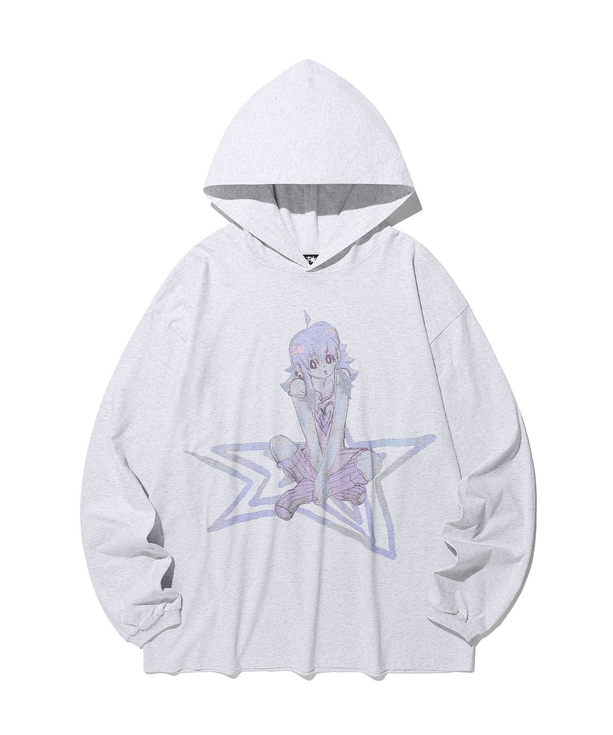 나이스고스트클럽(NICEGHOSTCLUB) STAR GIRL BIGBIG L/S HOODIE_LIGHT GREY(NG2GSUT551A)