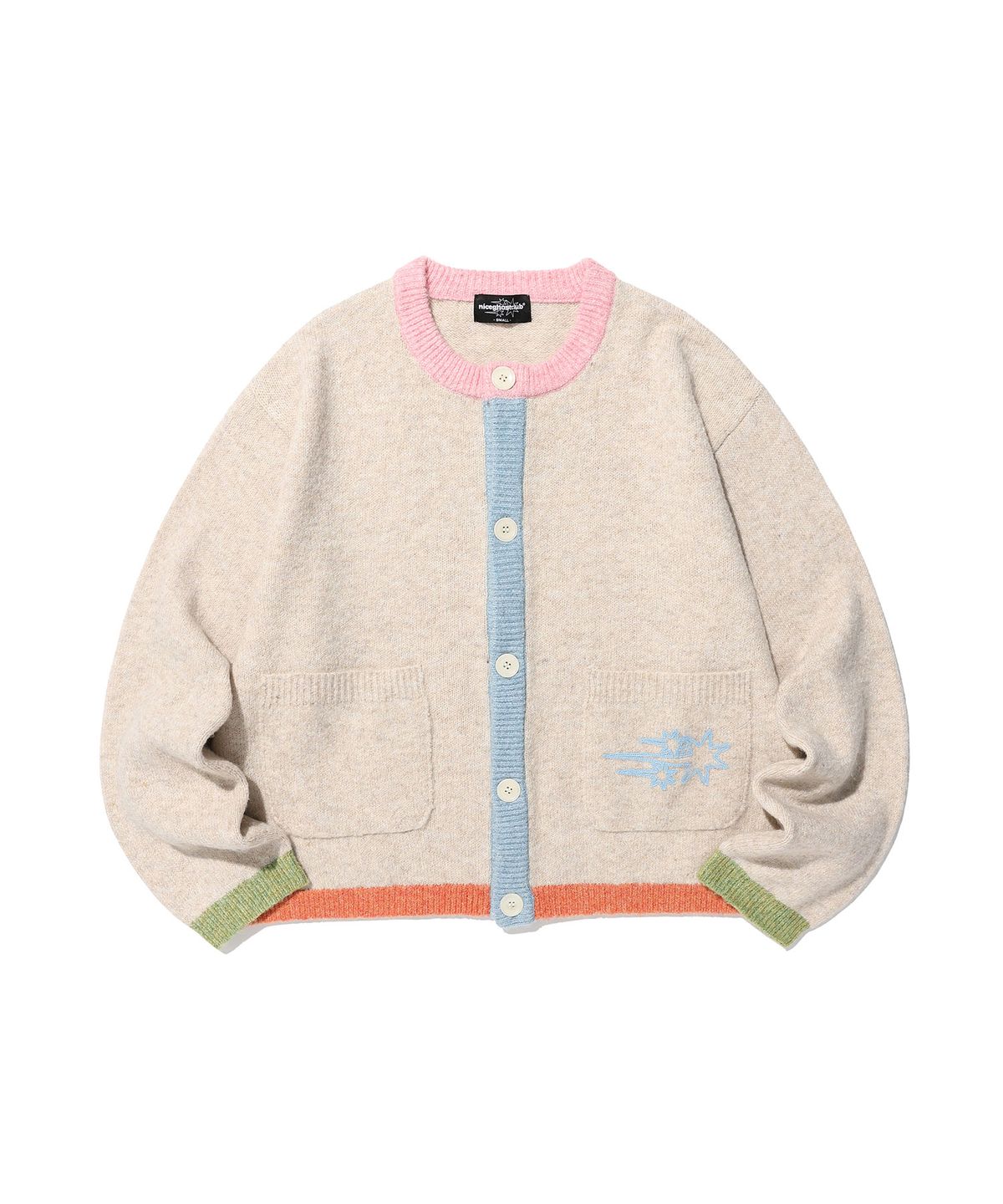 나이스고스트클럽(NICEGHOSTCLUB) COLOR BLOCK KNIT CARDIGAN_IVORY(NG2GSUK680A)