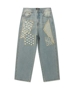 PATTERN PATCHWORK WIDE DENIM PANTS_BLUE(NG2GSUD110A)