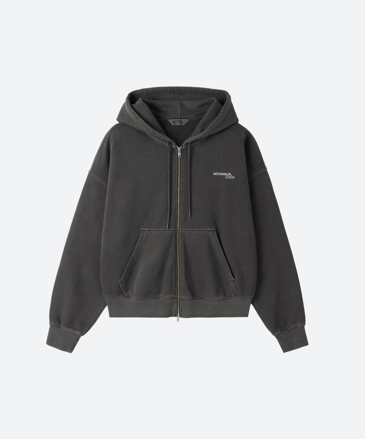 문선 아카이브(MOONSUN ARCHIVE) M.C UNISEX, Logo Pigment-Dyed Hood Zip-up / CHARCOAL