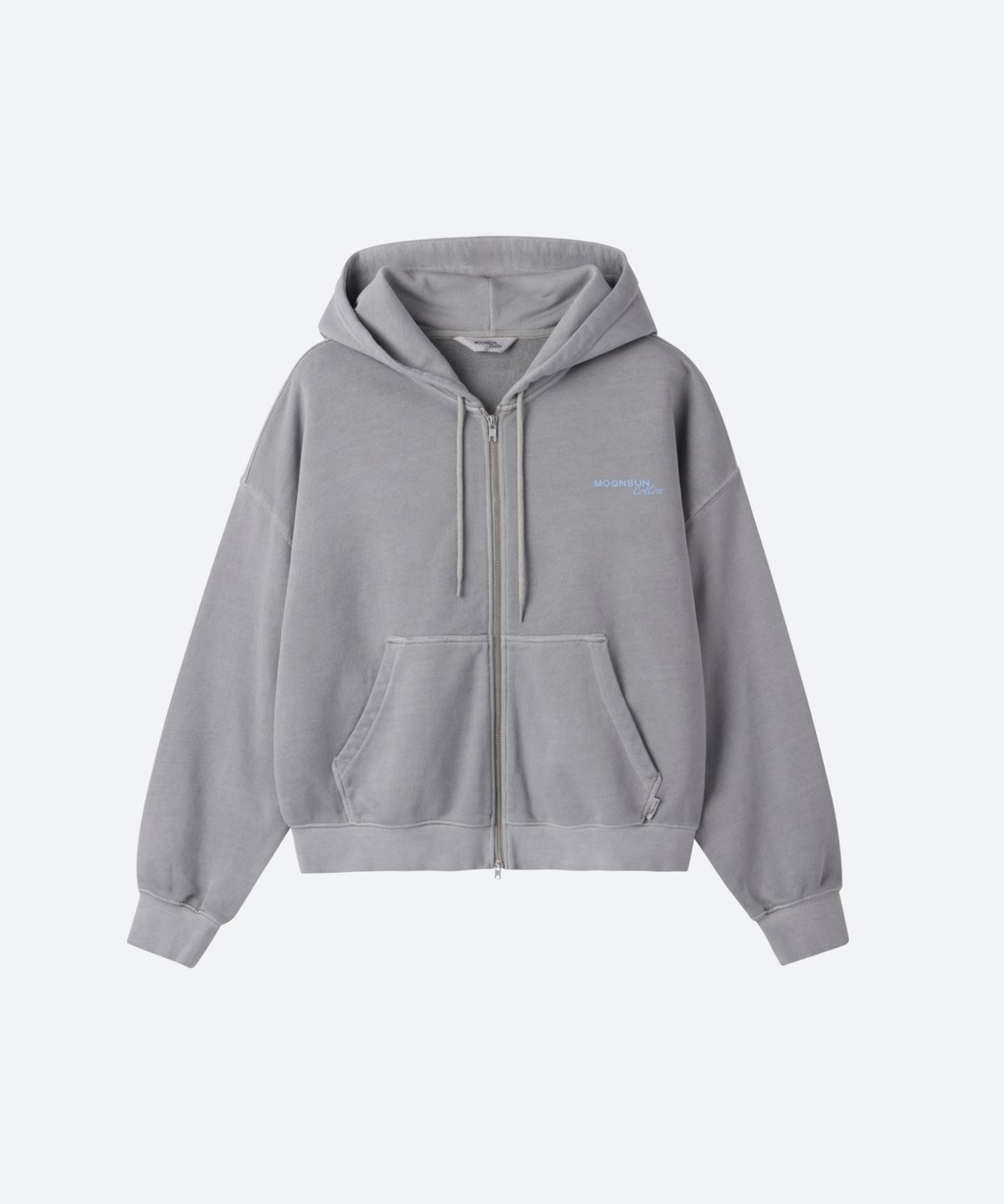 문선 아카이브(MOONSUN ARCHIVE) M.C UNISEX, Logo Pigment-Dyed Hood Zip-up / GRAY