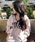 Satin Heart Logo Hoodie Zip-Up - Light Pink