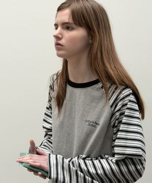 Niro Stripe Raglan Long Top - Grey(Black)