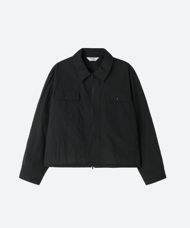 M.C UNISEX, Sheer Zip-Up Shacket / DARK NAVY