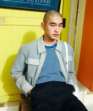 M.C UNISEX, Sheer Zip-Up Shacket / GRAY