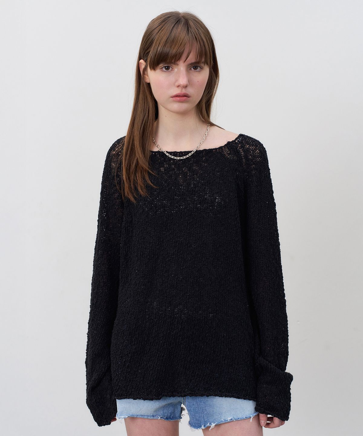 썸웨어버터(SOMEWHEREBUTTER) Plain Long Sleeve Knit - Black