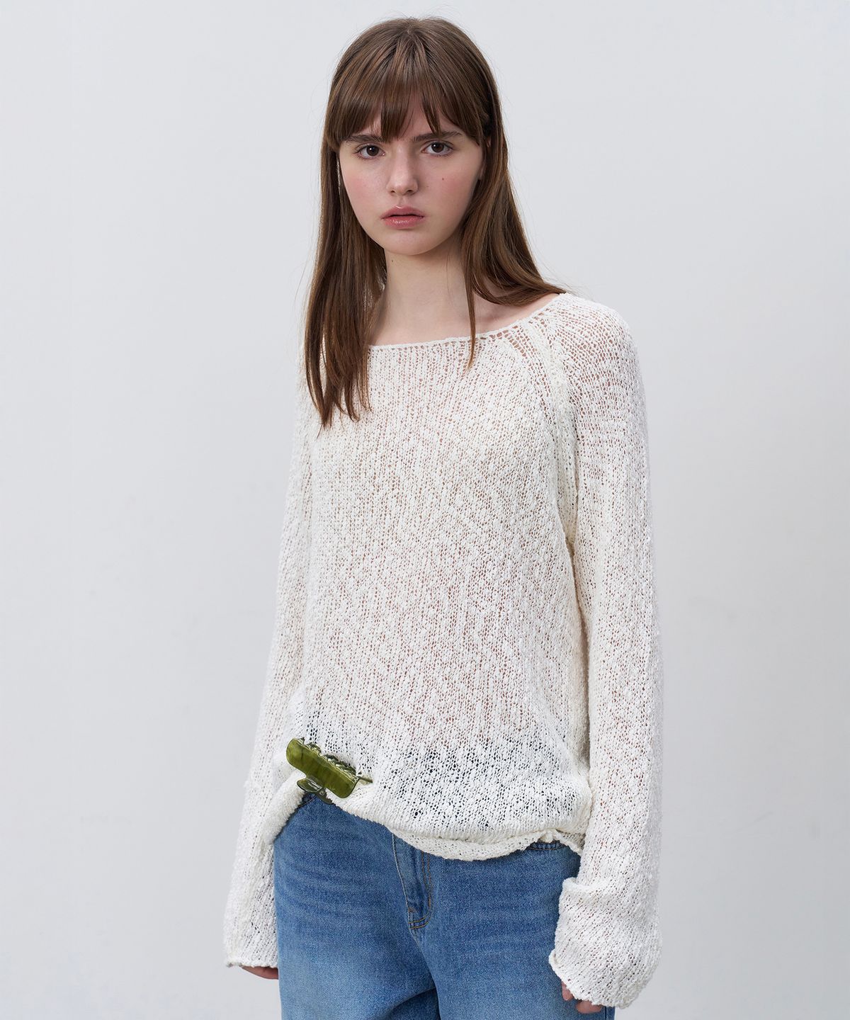 썸웨어버터(SOMEWHEREBUTTER) Plain Long Sleeve Knit - Ivory