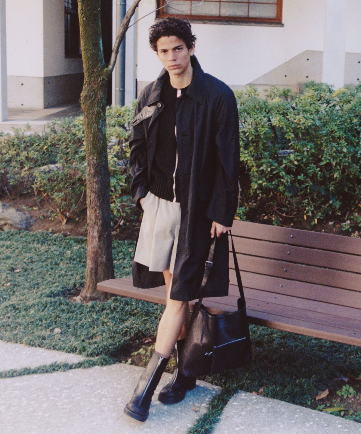 문선(MOONSUN) UNISEX, Oversized Sheer Nylon Coat / BLACK
