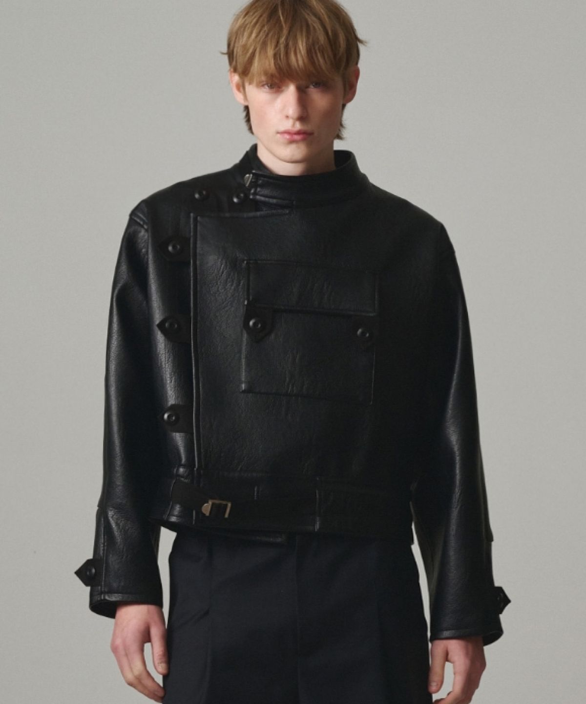 문선(MOONSUN) UNISEX, Swedish Motorcycle Leather Jacket / BLACK