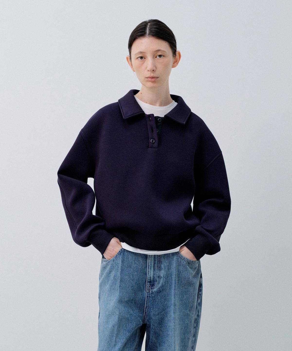 노티아(NOTIA) PK COLLAR SWEATSHIRT - NAVY
