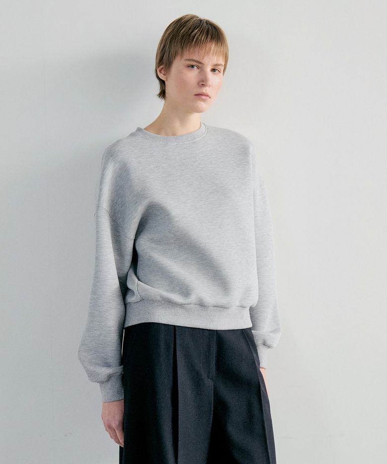 BACK BUTTON-UP SWEATSHIRT - MELANGE GRAY