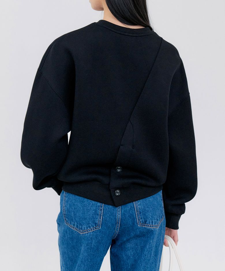 BACK BUTTON-UP SWEATSHIRT - BLACK