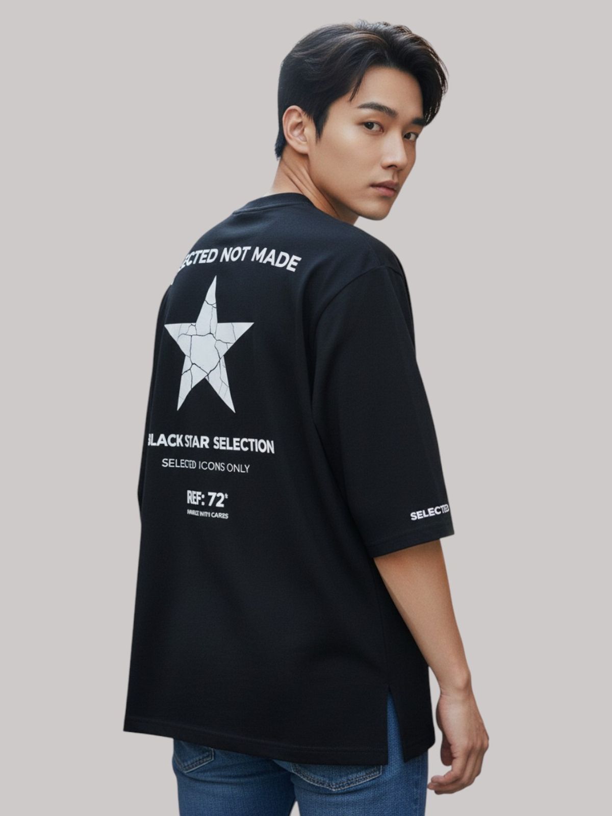지블랙(ZBLACK) 스타셀렉션 DOUBLE STAR 7부 티셔츠(BLACK)