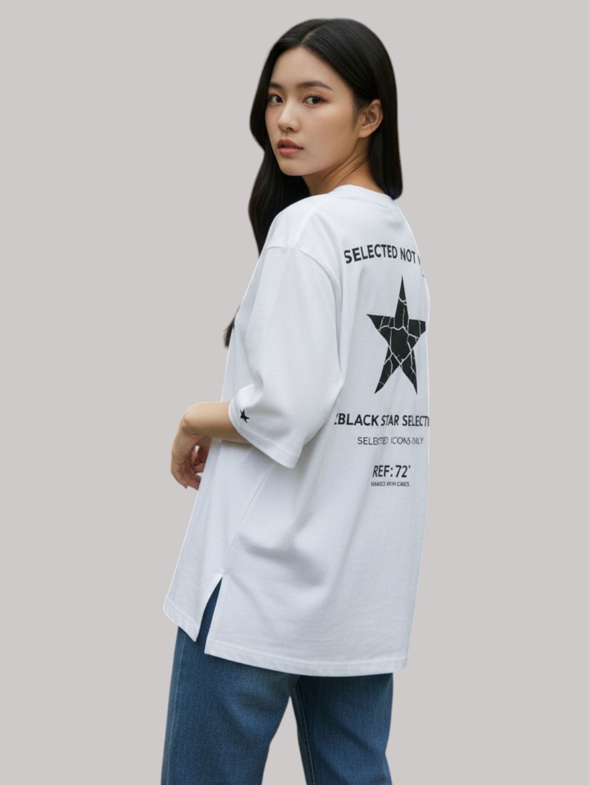 지블랙(ZBLACK) 스타셀렉션 DOUBLE STAR 7부 티셔츠(WHITE)
