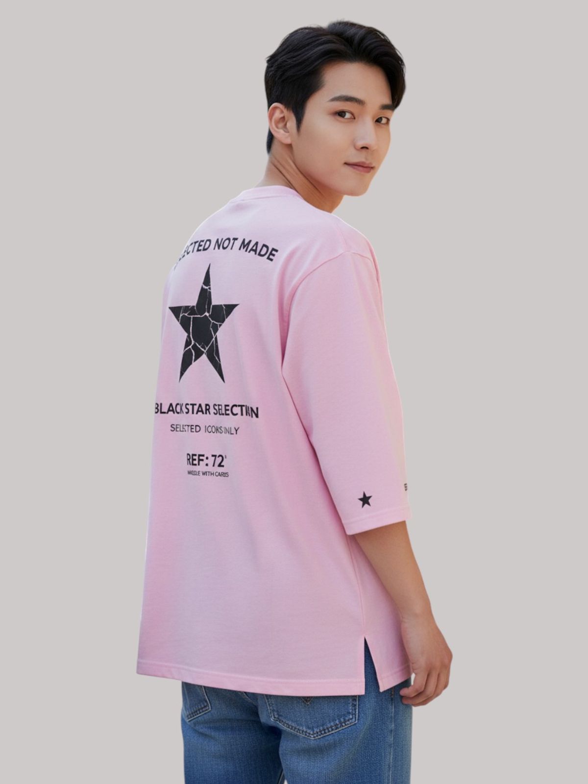 지블랙(ZBLACK) 스타셀렉션 DOUBLE STAR 7부 티셔츠(PINK)