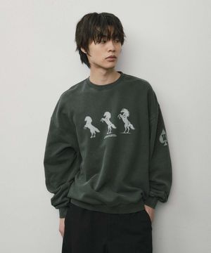 와일드홀스 크롭 맨투맨_CHARCOAL GREY