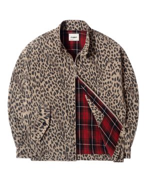LB Washed Leopard Harrington Jacket (Beige)