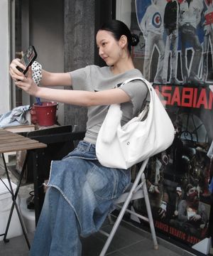 EYELET LEATHER BAG - WHITE