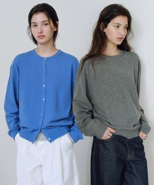 Washable round knit & cardigan set