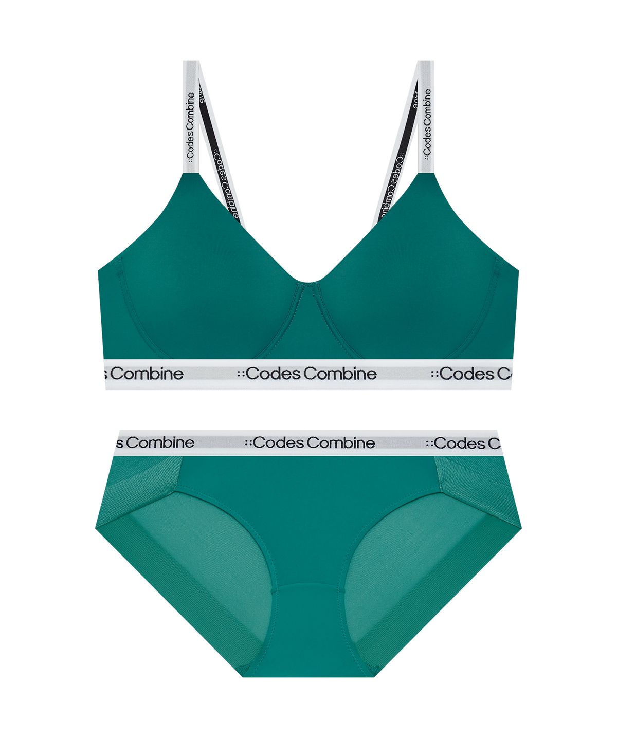 코데즈컴바인 이너웨어(CODES COMBINE INNERWEAR) 라이트 플렉서블 노와이어 브라 팬티 세트_틸그린