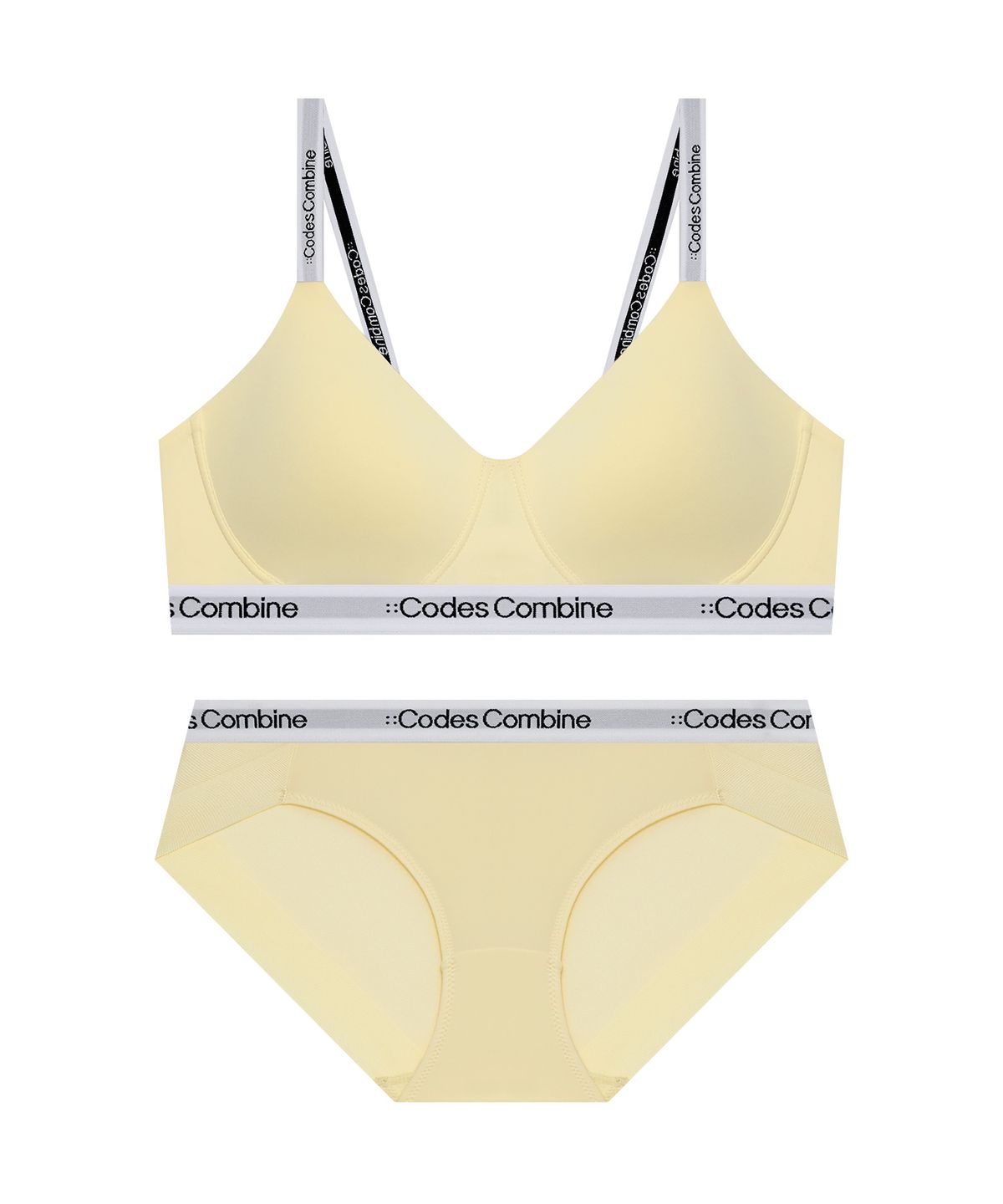 코데즈컴바인 이너웨어(CODES COMBINE INNERWEAR) 라이트 플렉서블 노와이어 브라 팬티 세트_레몬