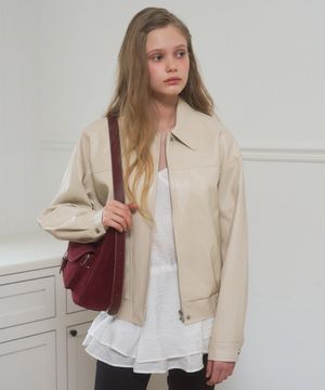 A FAUX LEATHER JUMPER_BEIGE
