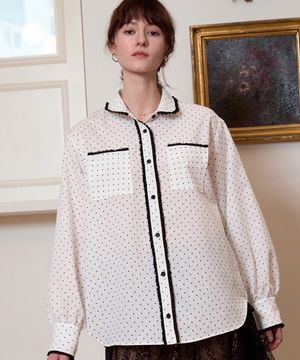 도트 레이스 셔츠_화이트