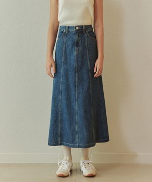 플레어 데님 스커트 / 인디고
