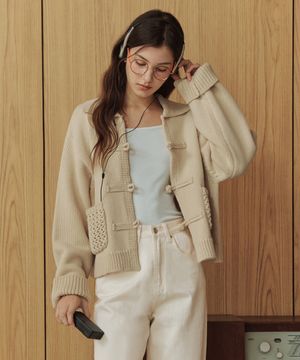 팝콘 단추 가디건 / 버터 옐로우