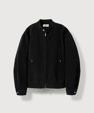 패널드 하이 스웨이드 바이커 자켓_Black