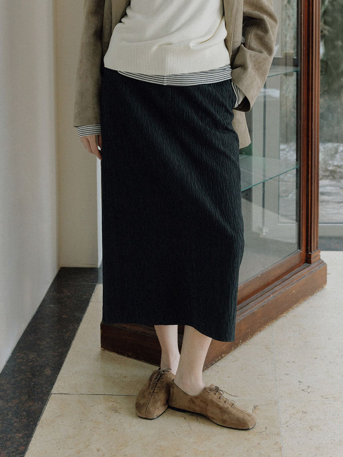 헌치(HUNCH) Linkle H-Line Classic Skirt (2color)