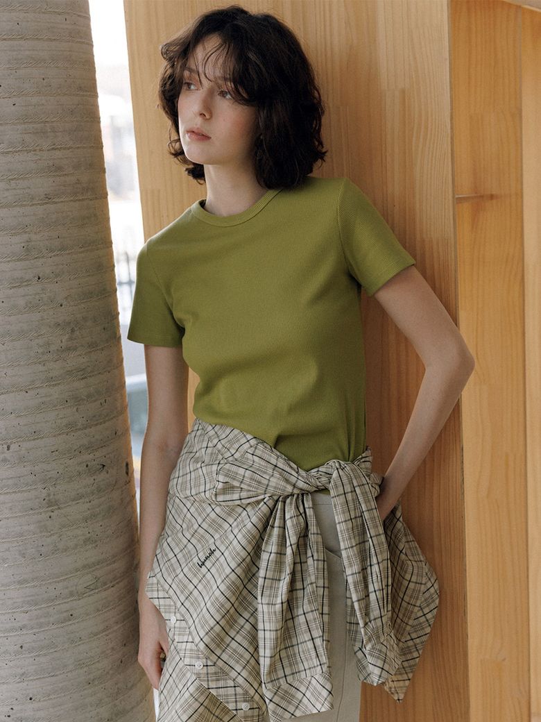 Ribbed Incision Slim Tee (3color)