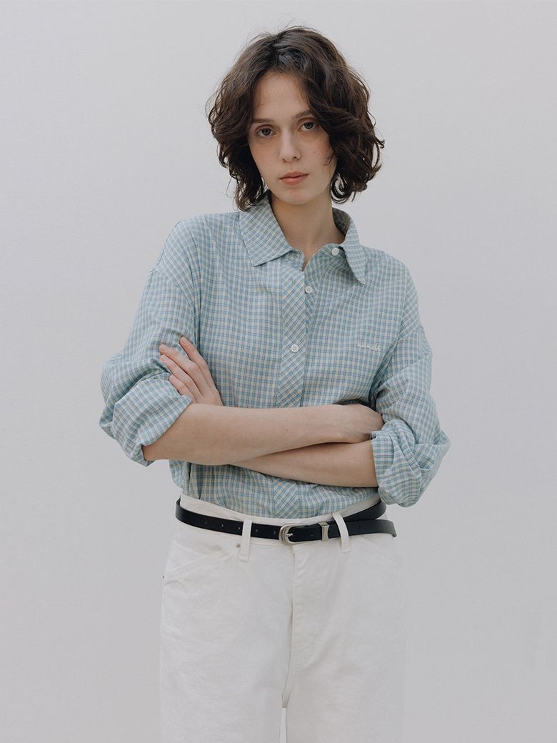Small Check Overfit Embroidery Shirt (2color)