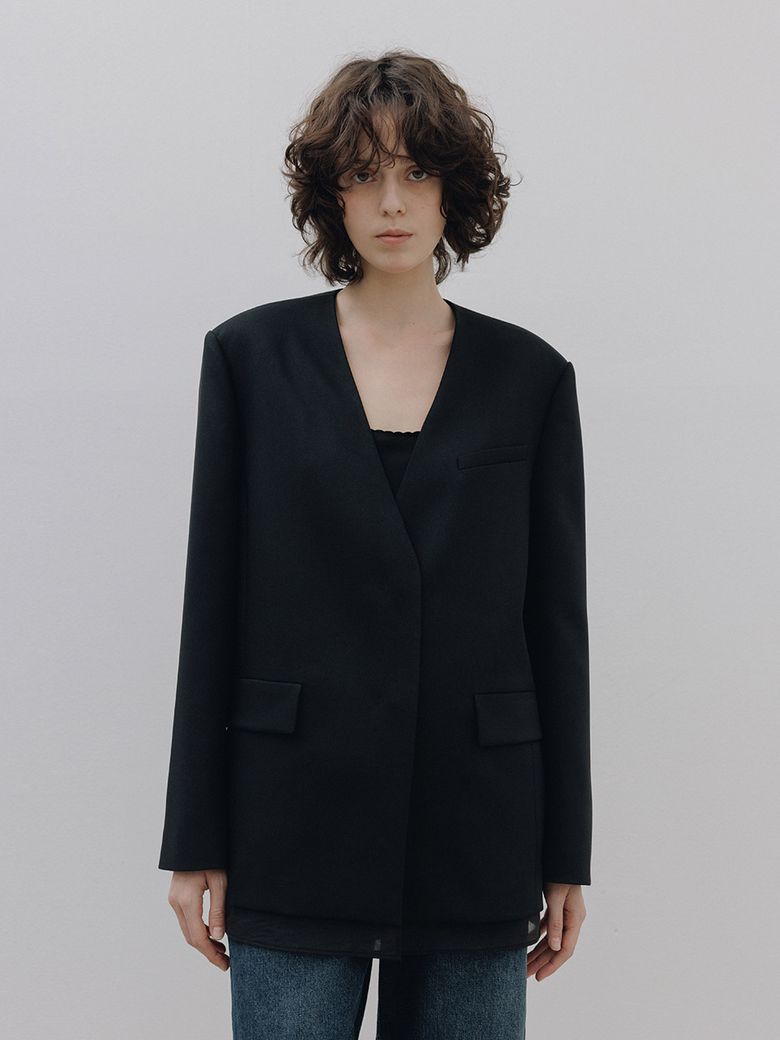 Sheer Layer No Collar Jacket
