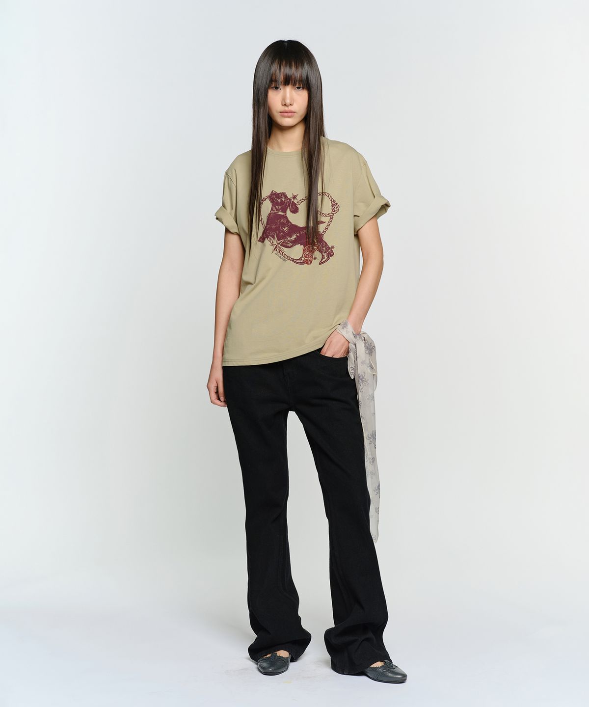 썬번프로젝트(SUNBURNPROJECT) HEART DOG OVERFIT T-SHIRT, KHAKI